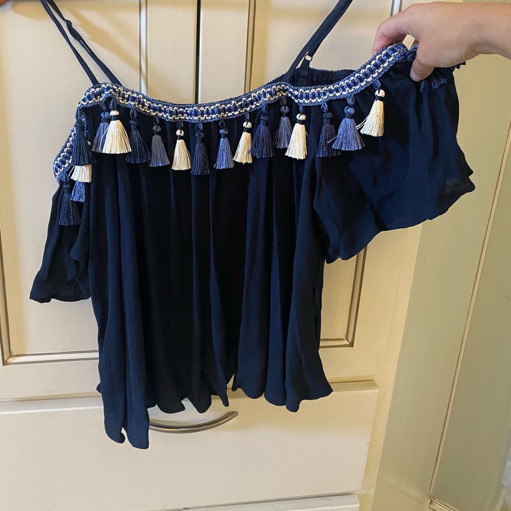 Off the shoulder tassel top. Tularosa size small.